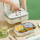 Axyaa Stainless Steel Thermal Lunch Box with Cutlery Set - 4/5 Grids, Microwave Safe