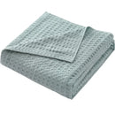 Axyaa Summer Waffle Plaid Cotton Bed Blanket in Green Pink Color