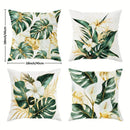 Axyaa Exotic Green & Gold Tropical Leaf Pillow Covers - Sofa Bedroom Car Pillow Cover