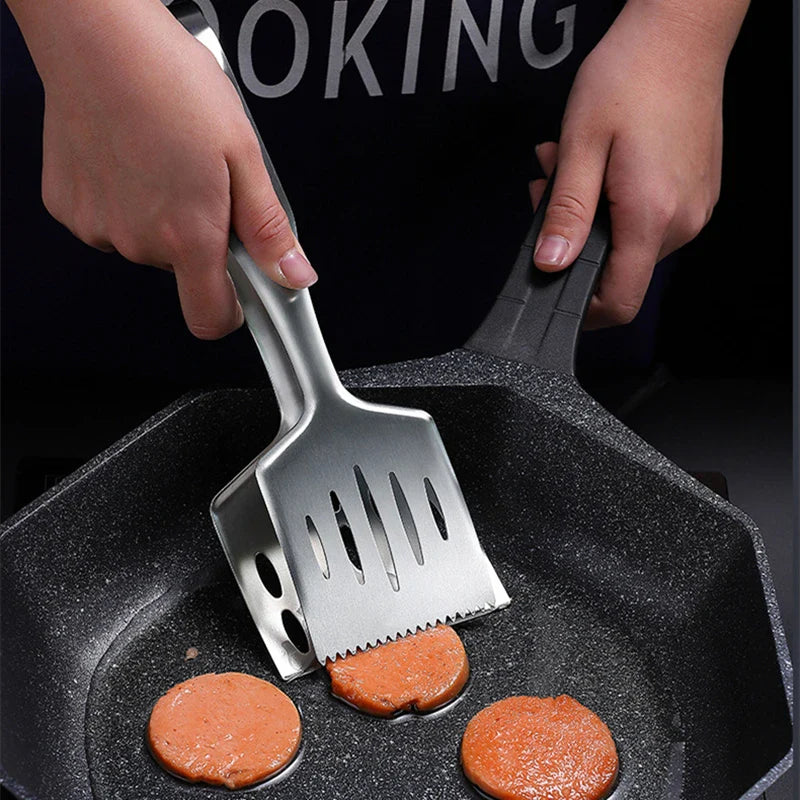 Axyaa Stainless Steel Food Tongs: BBQ Clip Meat Clamp Kitchen Tool