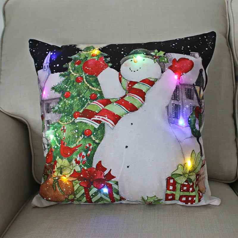 Axyaa LED Christmas Pillow Cover for Festive Holiday Decor