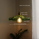 Axyaa Modern Green Glass LED Pendant Light for Kitchen, Bedroom, and Bar