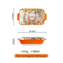 Axyaa Forest Animals Ceramic Bakeware with Handle Baking Pan Kitchen Tableware Salad Bowl