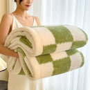 Axyaa Checkerboard Double Layer Fleece Blanket - Soft & Warm Plush Throw Blanket
