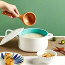 Axyaa Wooden Soup Spoon Thickened Rice Scoop Curved Handle Kitchen Tools