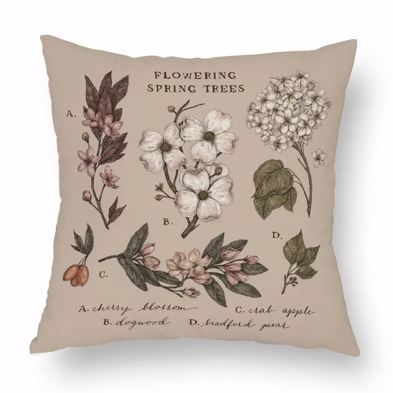 Axyaa Retro Flower Fox Pillowcase in Peach Skin Velvet.