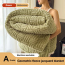 Axyaa Jacquard Queen Size Coral Fleece Blanket - Soft Plush Geometric Sofa Throw