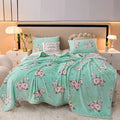 Axyaa Leaf Print Flannel Blanket: Soft Plush Bedspread for Sofa & Bed