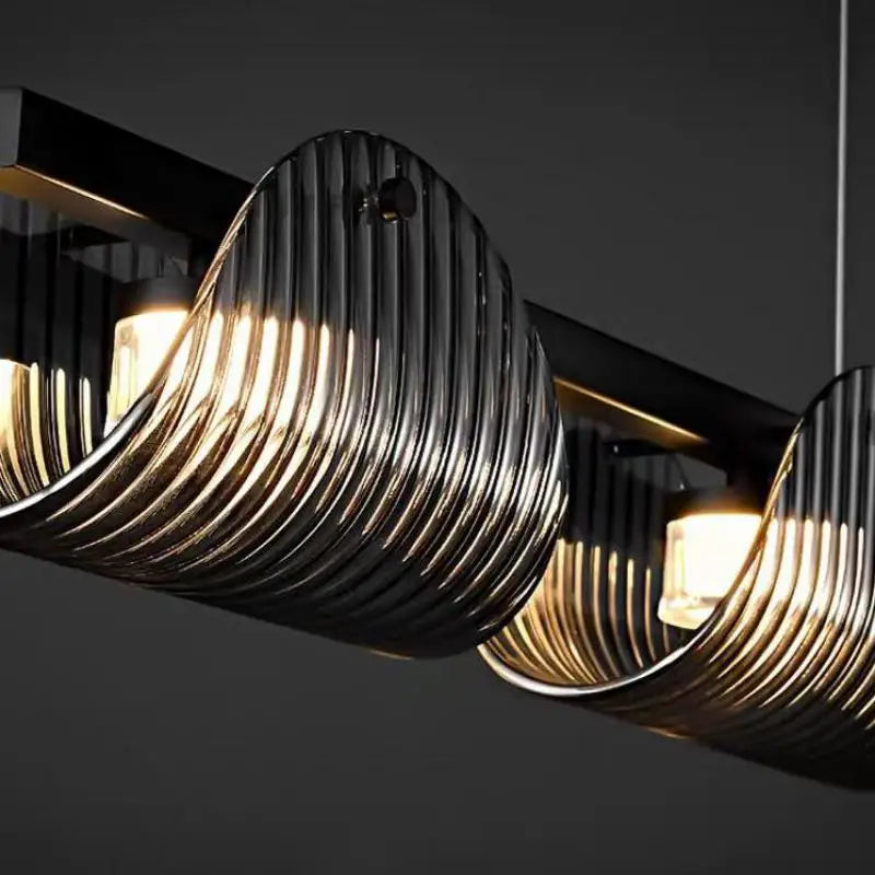 Axyaa Smoky Gray Glass Chandelier Pendant Light - Luxury Living Room LED Luminarias