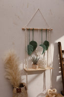 Axyaa Leaf Tassel Macrame Hanging Shelf for Chic Home Decor