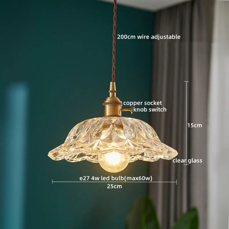 Axyaa Copper Glass LED Pendant Chandelier for Home Decor
