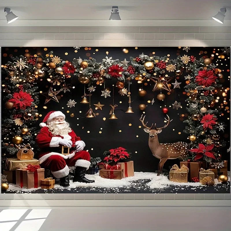Axyaa Christmas Day Decoration Cloth: Santa Claus, Reindeer, Gift, Hanging, Living Room