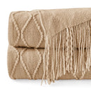 Axyaa Oversized Khaki Throw Blanket 150x230cm for Couch & Bed - Boho Tan Throws