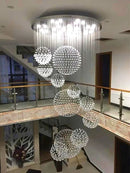 Axyaa Crystal Ball Chandelier: Stylish Staircase Spiral Pendant Light for Living Room and Lobby