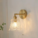 Axyaa Vintage Style Green Glass LED Wall Lights with Pull Chain Switch