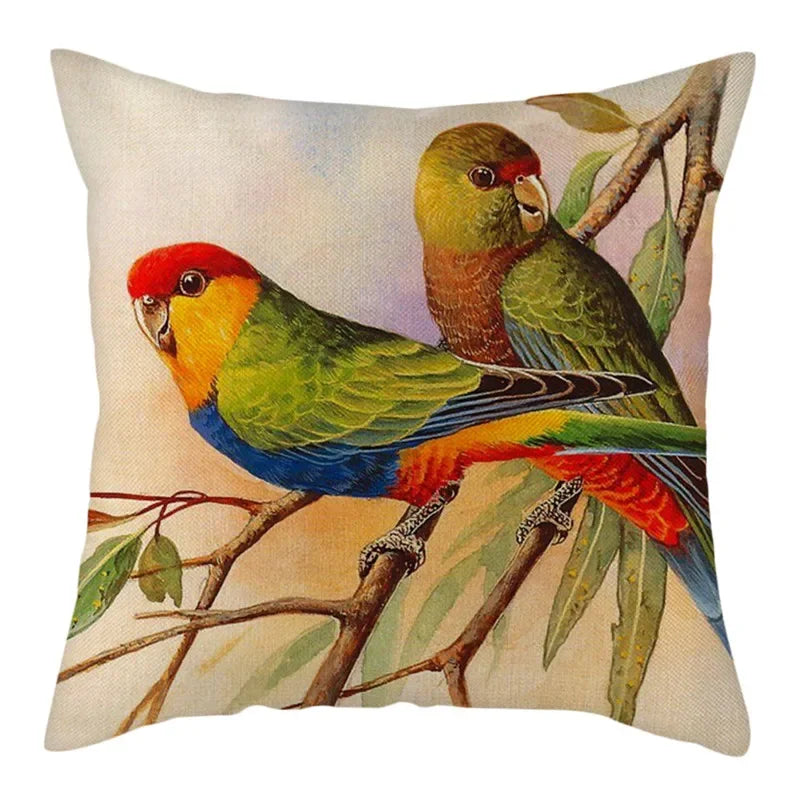 Magpie Print Cushion Cover by Axyaa: Decorative Flora & Fauna Pillowcase for Home