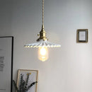 Axyaa Nordic White Pleated Ceramic Pendant Lamp Wall Bedside Bar Vintage Brass Light