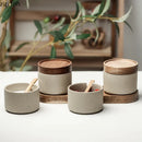 Axya Ceramic Spice Pepper Jar with Wooden Lid, Porcelain Seasoning Storage Bottle
