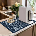 Christmas Deer Silhouette Non-Slip Drying Mat for Kitchen Counters and Tables by Axyaa