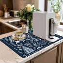 Christmas Deer Silhouette Non-Slip Drying Mat for Kitchen Counters and Tables by Axyaa