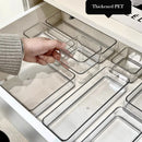 Axyaa Clear Drawer Organizers Set for Makeup, Kitchen, and Bathroom Storage