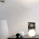 Axyaa Marble White Desk Lamp with Glass Ball Accent, Ideal for Bedroom, Foyer, Hotel