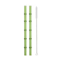 Axyaa Bamboo Design Glass Straws Set with Brush - Eco-Friendly Drinkware for Cocktails, Coffee