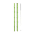 Axyaa Bamboo Design Glass Straws Set with Brush - Eco-Friendly Drinkware for Cocktails, Coffee