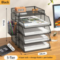 Axyaa Stackable Desk Organizer for Office - Black, 4-Tier Tray for Paper and Accessories