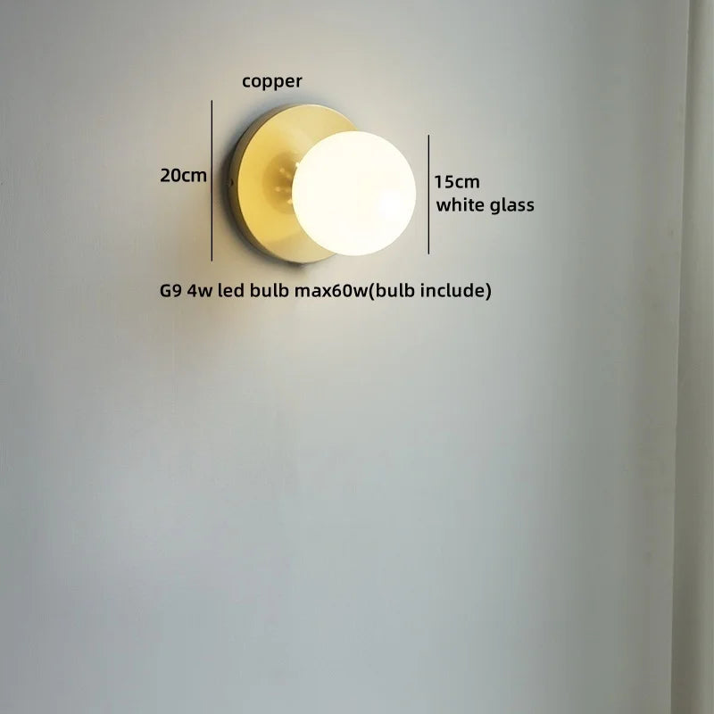 Axyaa Wabi Sabi LED Wall Sconce White Glass Walnut Wood Modern Decor
