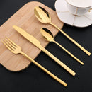 Axyaa Gold Stainless Steel Cutlery Set - 24Pcs Flatware Knife Fork Spoon Dishwasher Safe