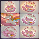 Axyaa Princess Unicorn LED Pink Ceiling Chandelier for Bedroom