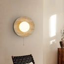 Axyaa Yellow Travertine Glass Sconce Light with Switch