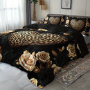 Axyaa Leopard Heart Rose Bedding Set: Luxury Romantic Style Bedroom Decor