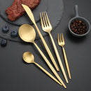 Axyaa 30-Piece Matte Stainless Steel Gold Dinnerware Set