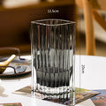Axyaa Vertical Grain Texture Glass Vase Hydroponics Pots for Table Floral Arrangement