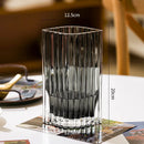 Axyaa Vertical Grain Texture Glass Vase Hydroponics Pots for Table Floral Arrangement