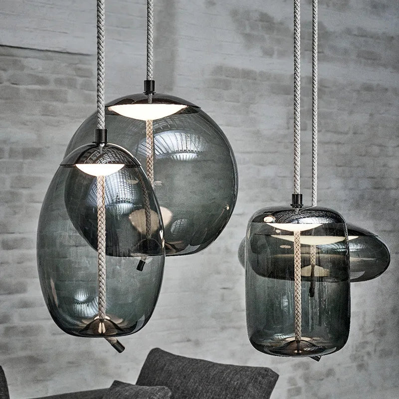 Axyaa Nordic Glass Knot Pendant Chandelier for Modern Bedroom Lighting