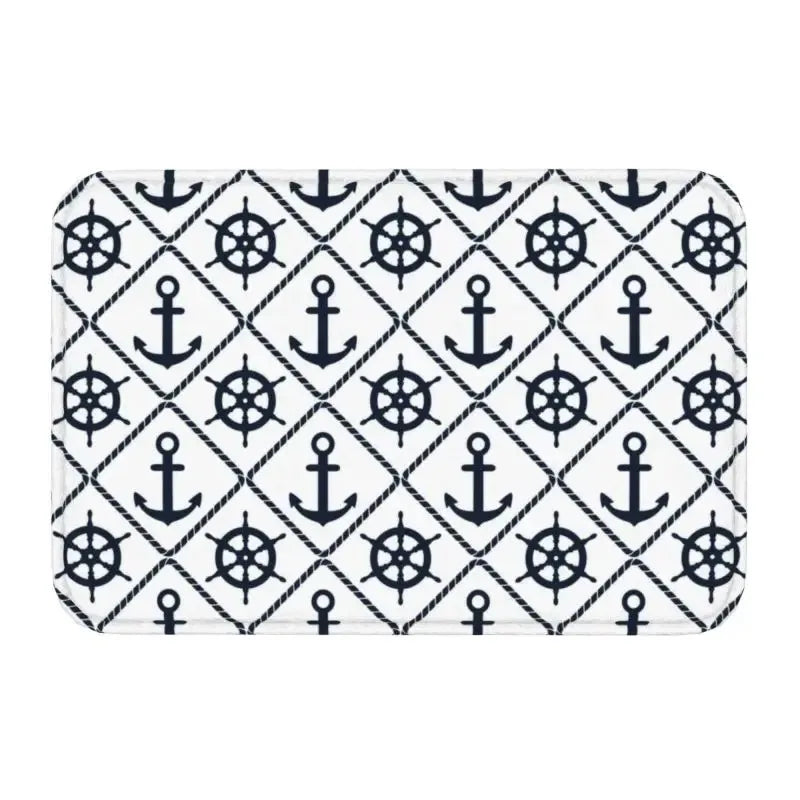 Axyaa Nautical Compass Anchor Rudder Printed Small Non-slip Doormat