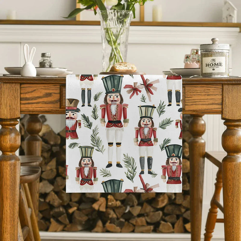Nutcracker Gift Plant Fir Table Runner by Axyaa