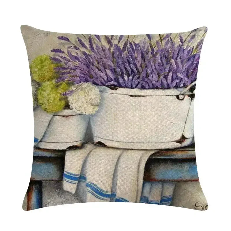 Purple Lavender Floral Pillowcase for Home Decor by Axyaa