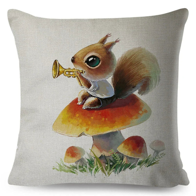 Axyaa Watercolor Animal Pillowcase - Cute Cartoon Design for Living Room Sofa