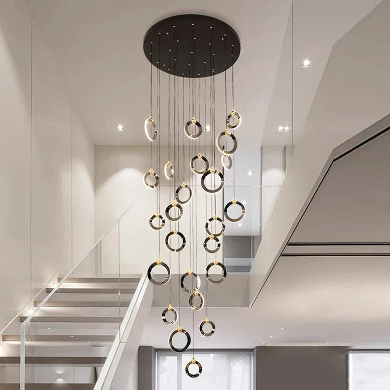 Axyaa Staircase Chandeliers: Modern LED Pendant Light Lamps for Living Room