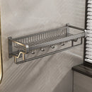 Axyaa Double Rod Towel Rack & Mesh Basket Wall Shelf for Bathroom Storage