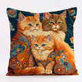 Axyaa Cat Linen Pillowcase 45x45cm for Home Décor and Comfort