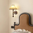 Nordic Bedroom Wall Lamp by Axyaa: Solid Wood, Fabric Shade, Retro Design