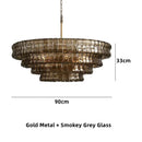 Axyaa Modern Grey Glass Chandelier, Ceiling Mounted Oval Lighting Fixture for Living Room