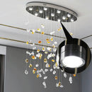 Axyaa Stone Chandelier: Modern Luxury LED Crystal Pendant Lights for Living Room