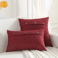 Axyaa Ivory Square Pillow Cover 18x18 with Coconut Buttons, Farmhouse Style