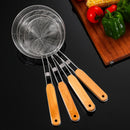Axyaa Stainless Steel Colander Strainer with Wooden Handle Skimmer Kitchen Utensil